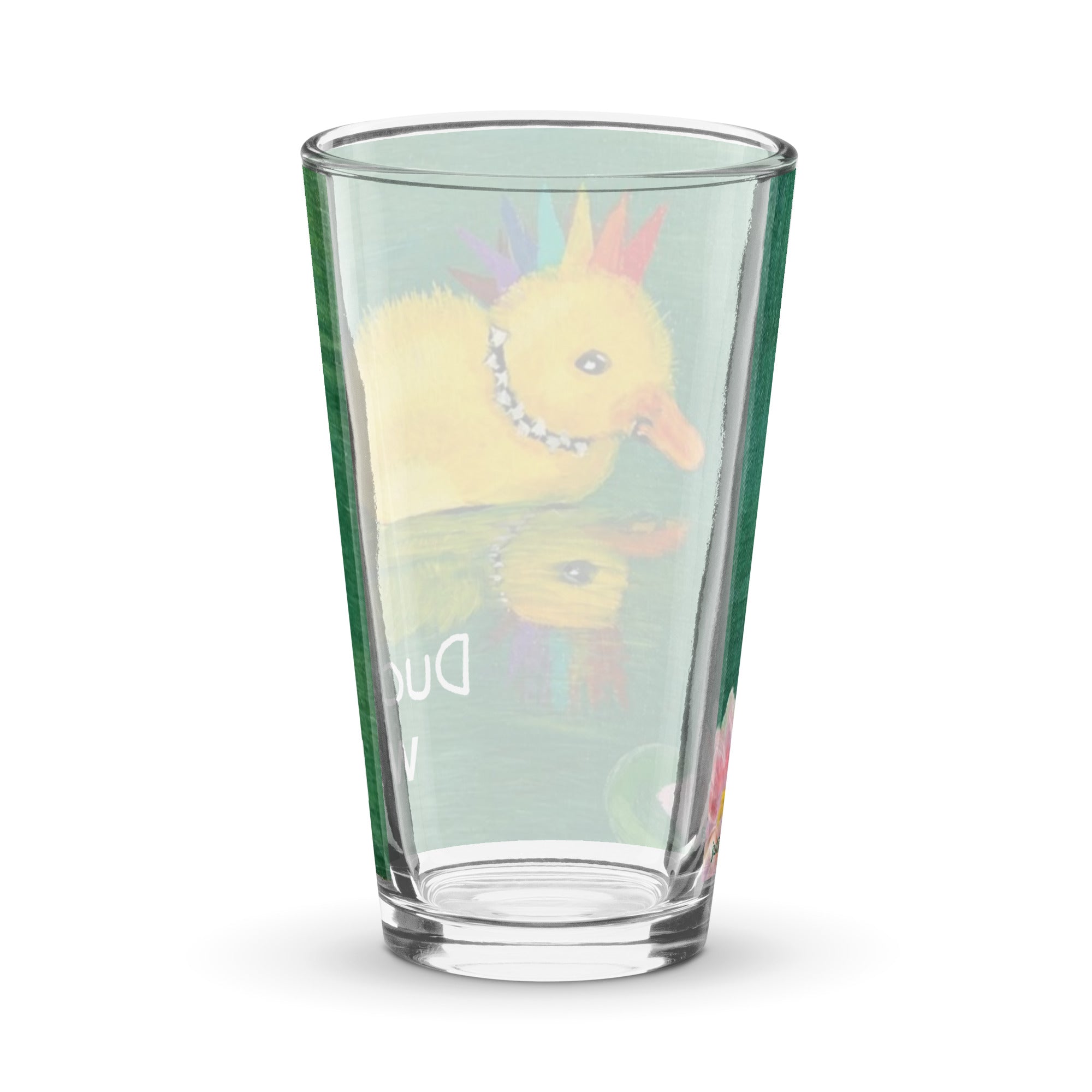 Duckin' Weird (Punky Duckling) - Shaker pint glass - Julie Jeanne Art