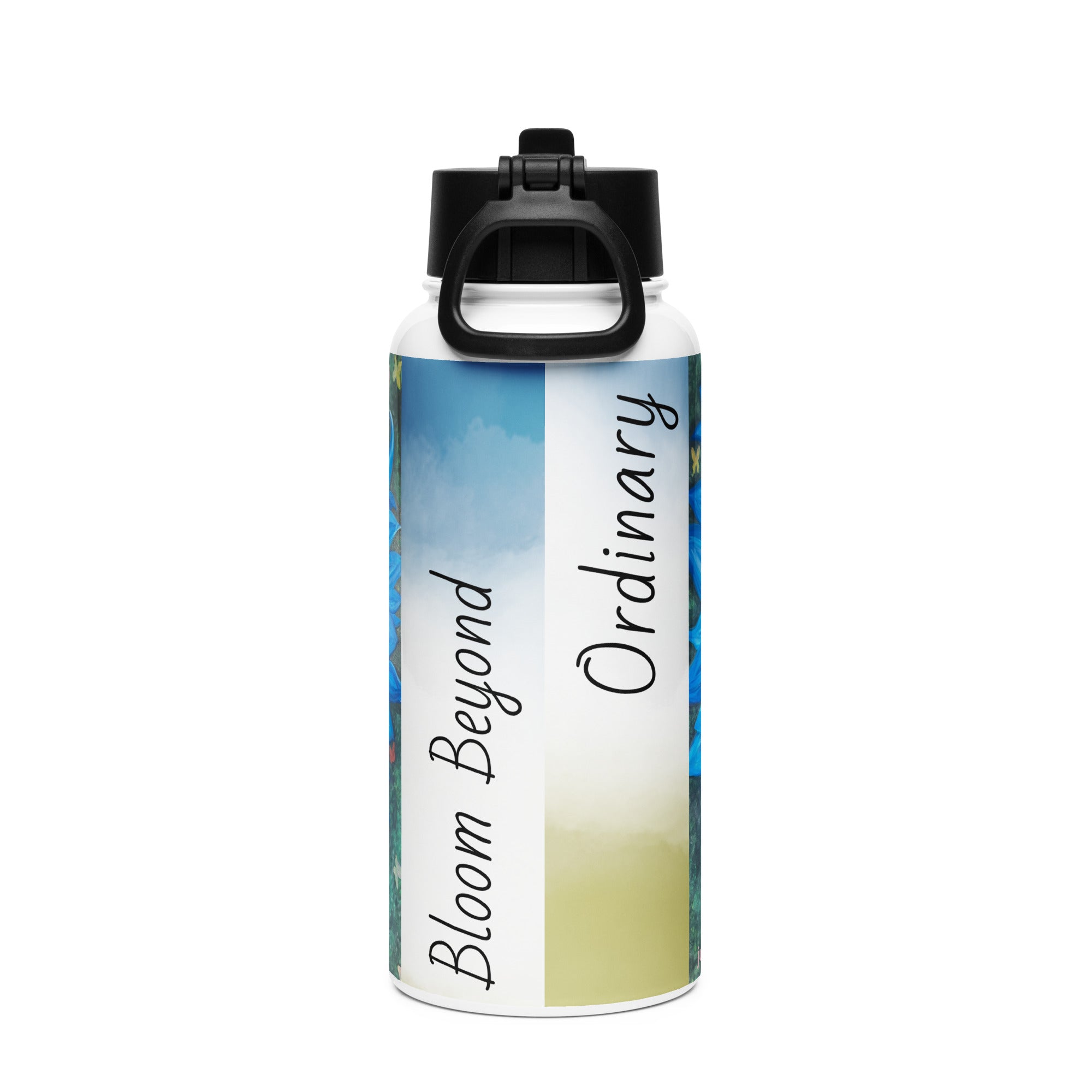 Bloom Beyond Ordinary - Stainless steel water bottle w/ straw lid - Julie Jeanne Art