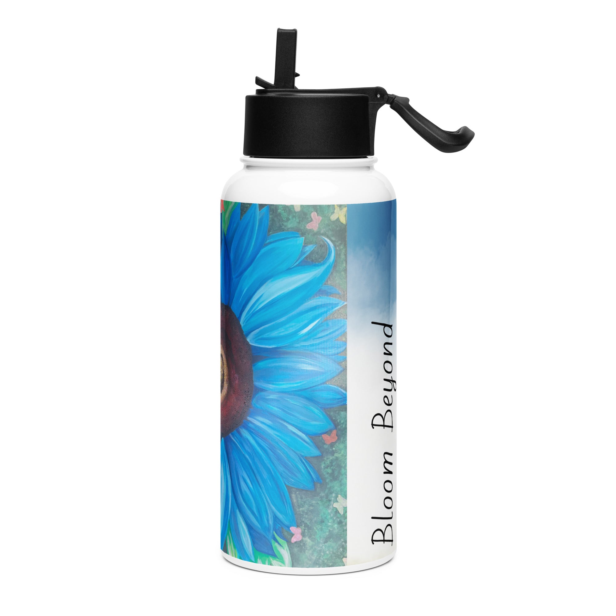 Bloom Beyond Ordinary - Stainless steel water bottle w/ straw lid - Julie Jeanne Art